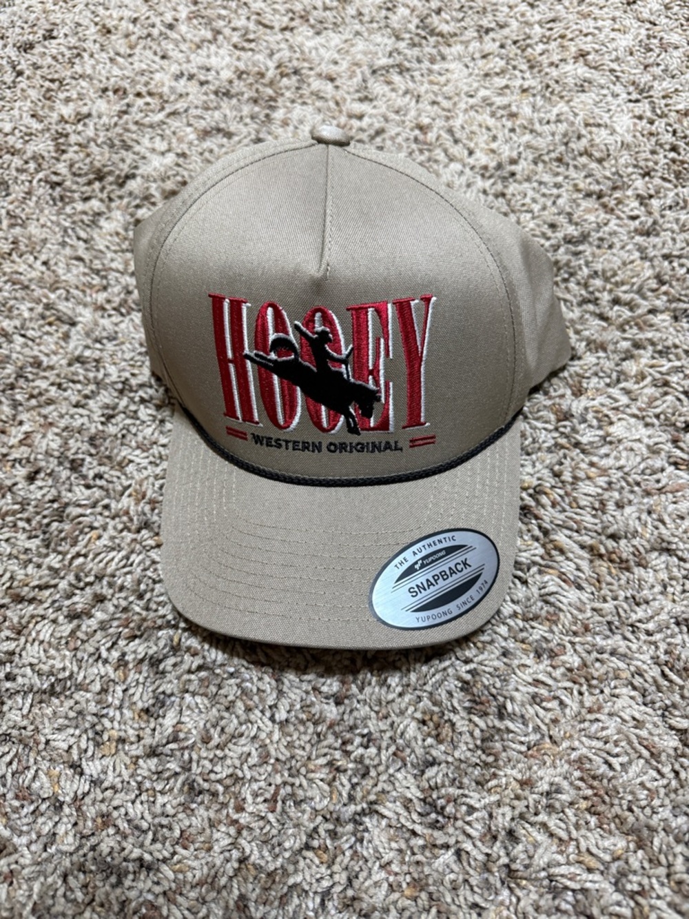 Hooey Tan Cap with Red and Black Logo